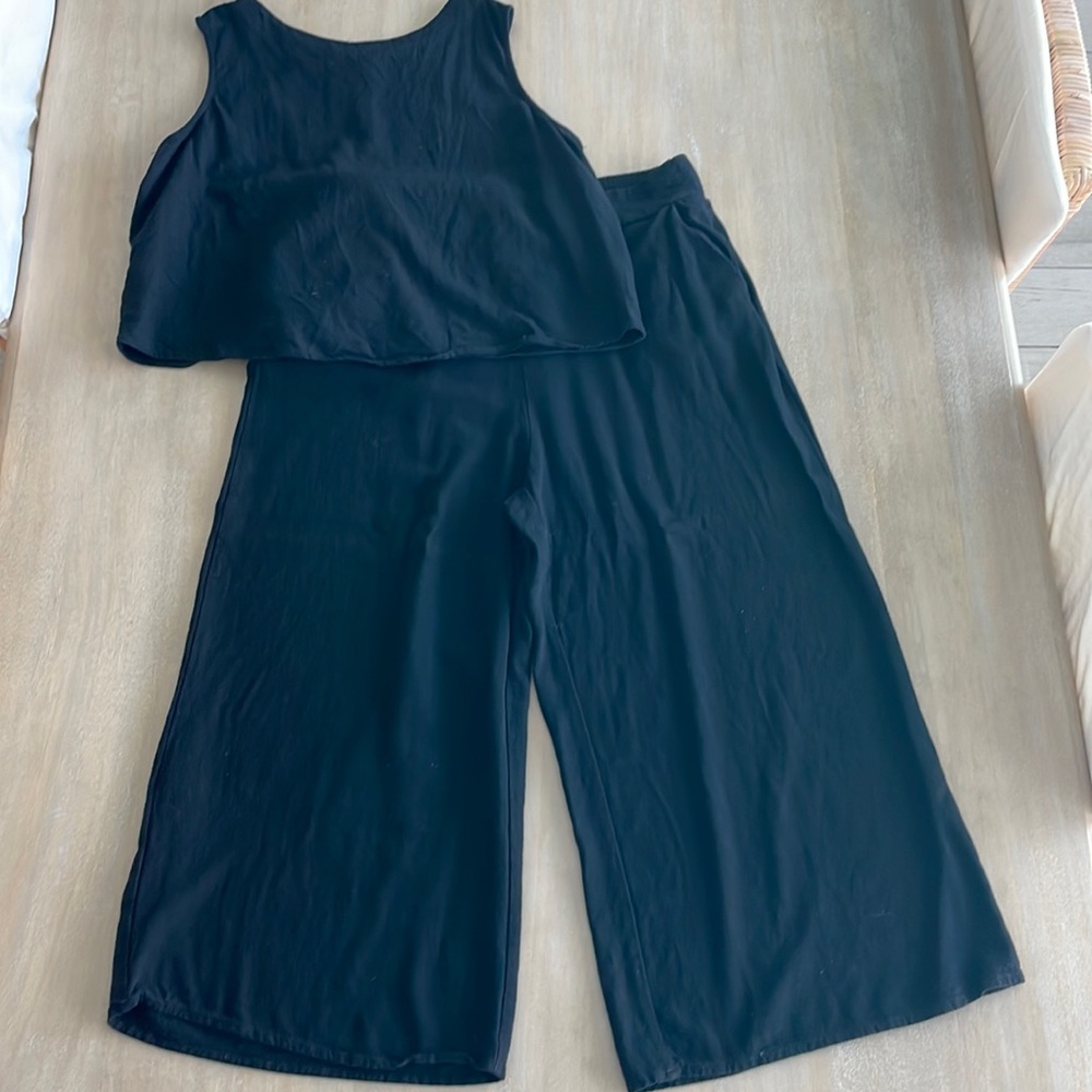 Linen blend pants and top L